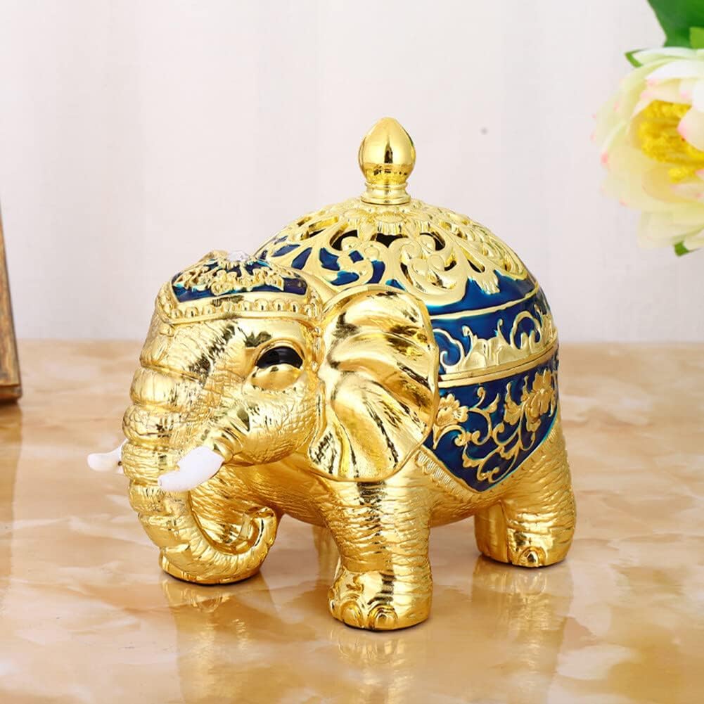 Incense Burner, Metal Elephant Incense Burner, Vintage Cone Coil Incense Burner with Lid,Decorative Incense Burner for Home Office