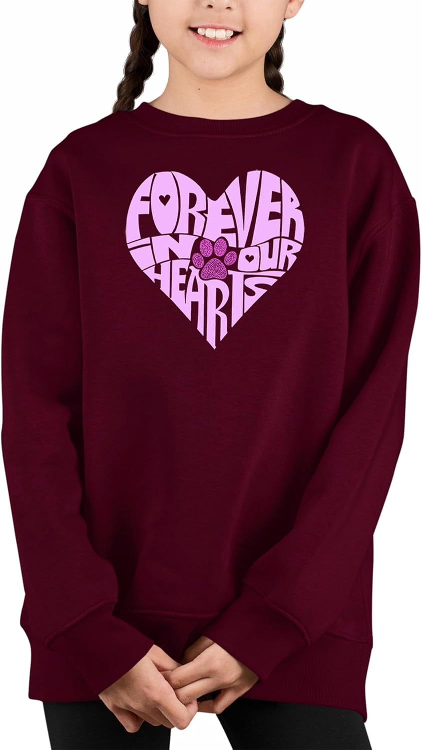 Forever in Our Hearts - Girl's Word Art Crewneck Sweatshirt