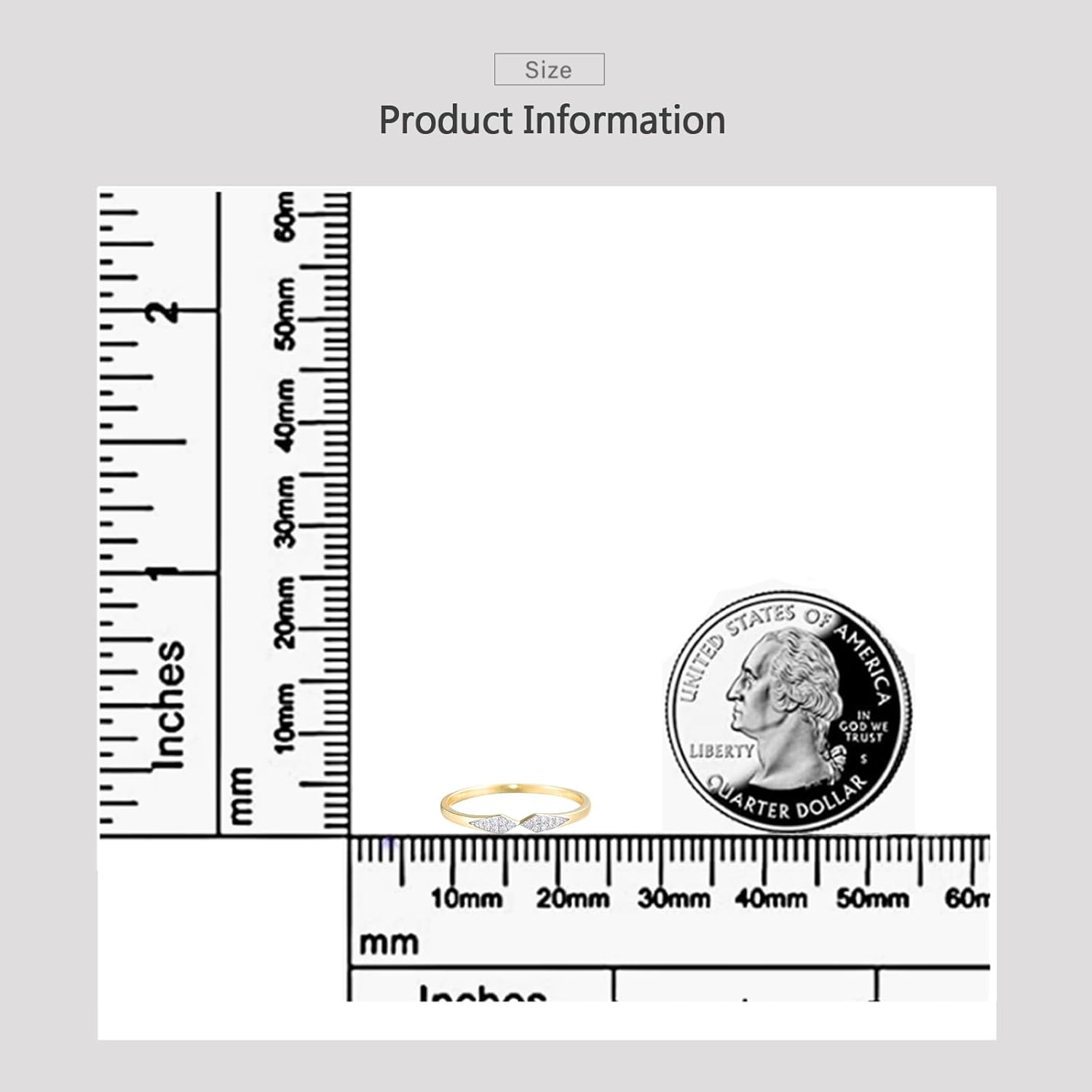 Santuzza 10K Yellow Solid Gold Rhombus Genuine Diamond Dainty Wedding Ring