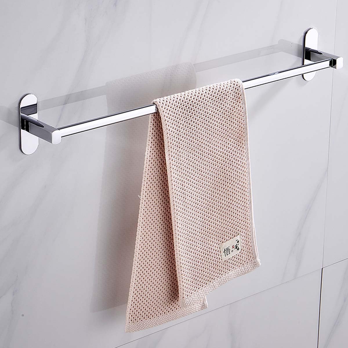 Portasciugamani in acciaio inox per bagno e cucina, impermeabile, adesivo, senza fori, 50 cm