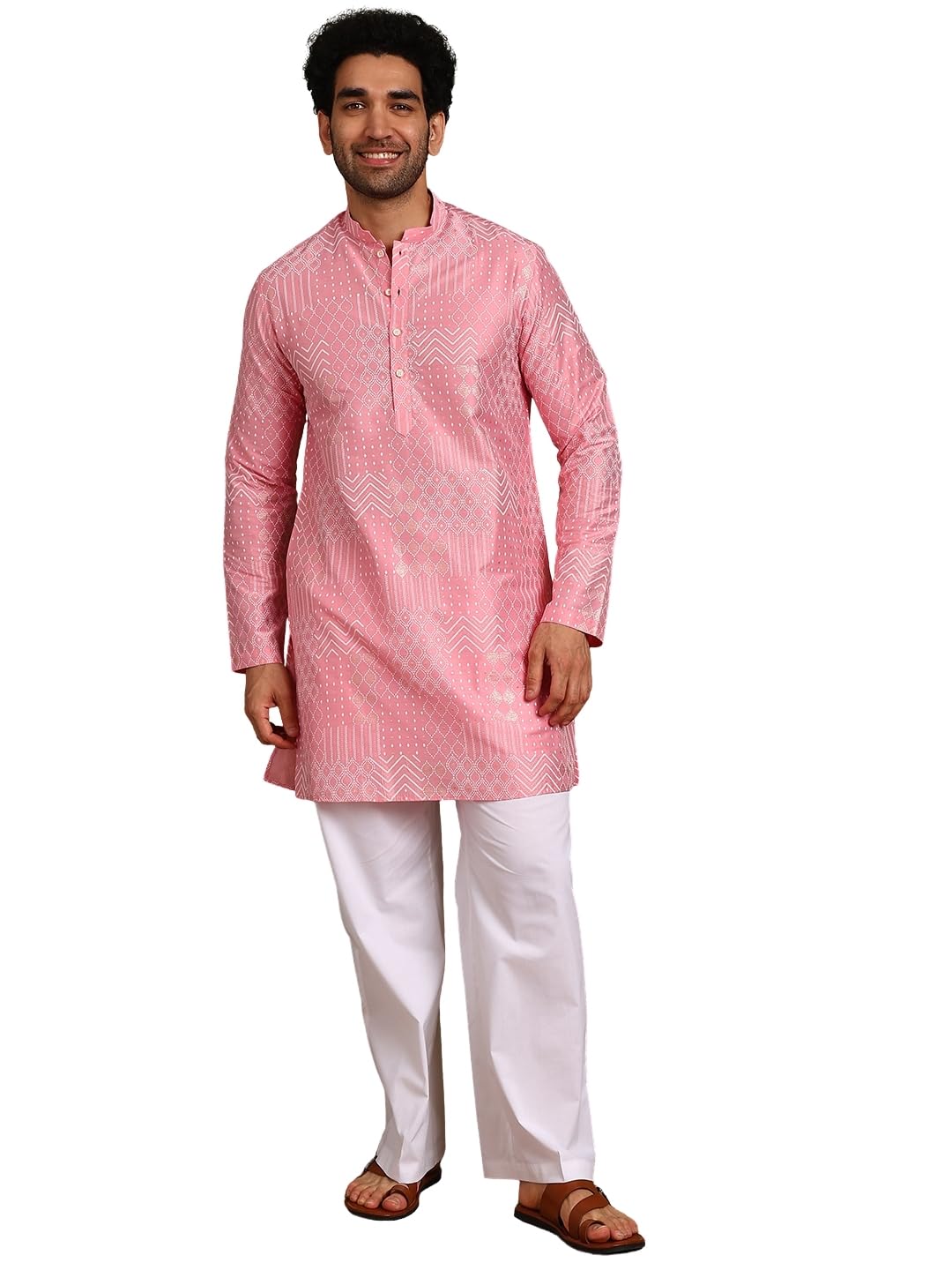 see designs Men Cotton Silk Straight Woven Design Kurtas With Pyjama| Fit : Regular Fit | Coller : Mandarin/Chinese Collar | Coord Set | Straight Fit-picture-34