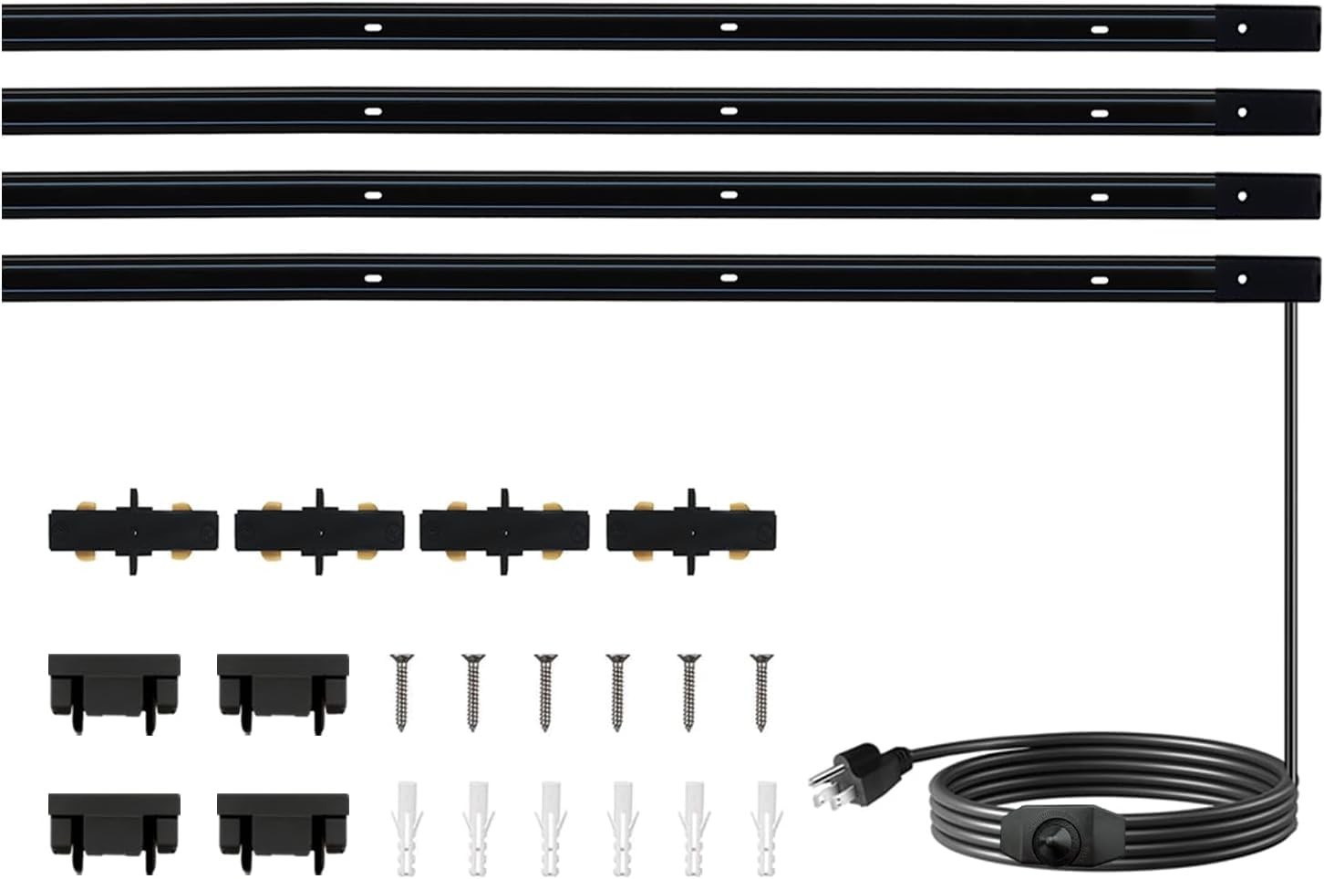 Black H Type Track Lighting Rails Kit with Dimmer Switch for LED Track Lighting 13FT Track Lighting System Single Circuit 3-Wire-1 H Track Rail with 4 I Connectors, Made of Aluminum