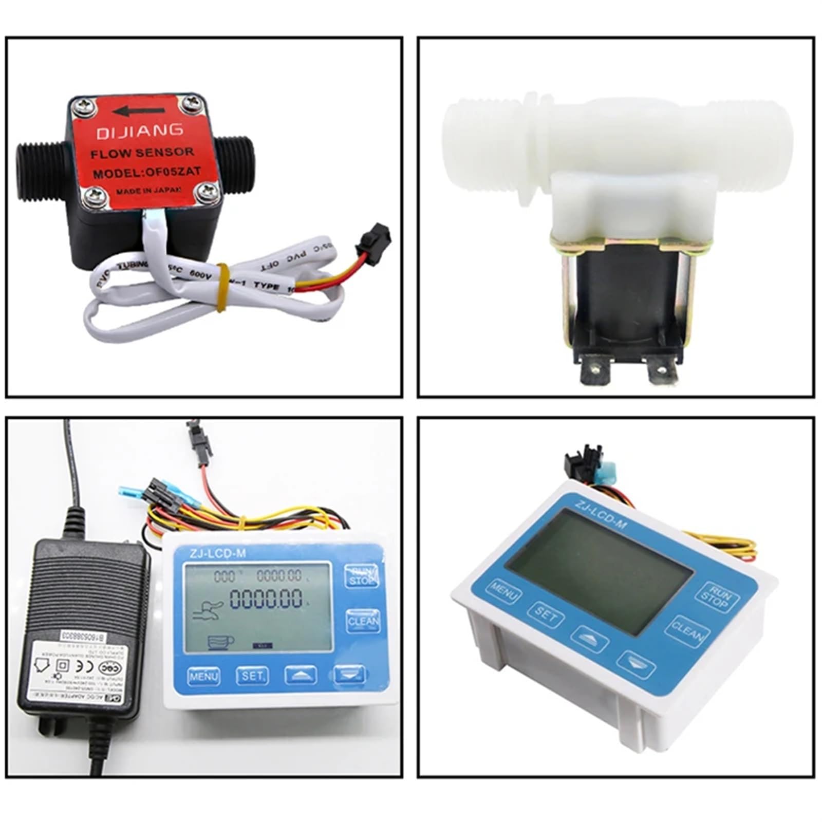 Controlador cuantitativo de caudal con Pantalla Digital DN15 y válvula solenoide con Sensor de Engranajes de 1/2". Se Utiliza for controlar y visualizar el caudal de líquidos.