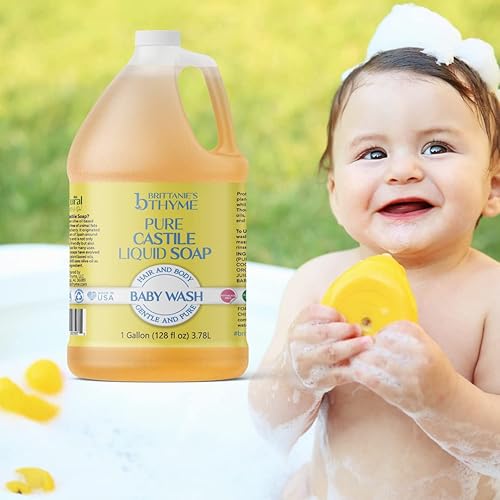Miniatura 3 de Brittanie's Thyme Recambio de jabón orgánico puro de Castile para bebé, 1 galón, fabricado con aceite de oliva y aceites esenciales naturales de