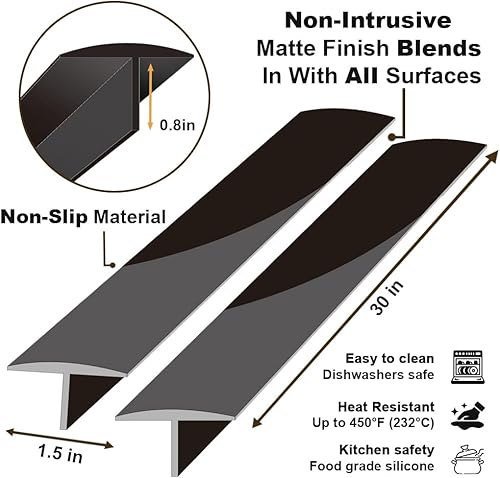 Miniatura 2 de Silicone Stove Counter Gap Cover,30 Inches (for 0.2-1 inch Gap) Extra Long Kitchen Range Gap Filler,Heavy 10 oz, Cut to any size 21&25