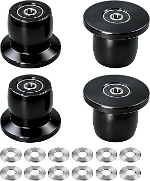 Qty.4 Machined Wheels/Rollers Compatible with Total Gym Replacement, Fits Models XL, XLS, Fit with Bearings Thru Hole of 1/4 in Diameter, Black