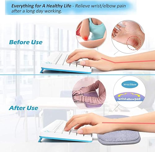 Miniatura 3 de Creatiee - Codera de muñeca mejorada para computadora, de algodón con memoria de alta calidad, para teclado de escritorio, reposabrazos, para