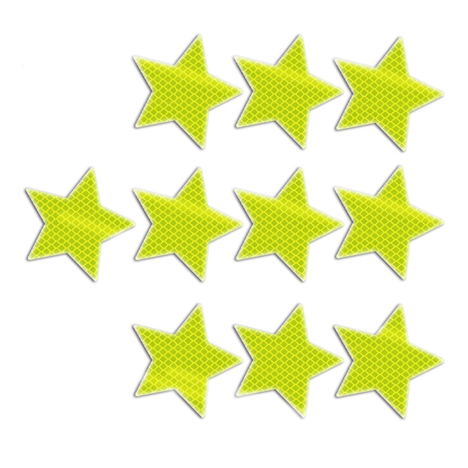 10pcs Reflective Star Vehicle Stickers Self-Adhesive for Night Driving Easy Installation on Car Truck Motorcycles Waterproof Reflective Decals