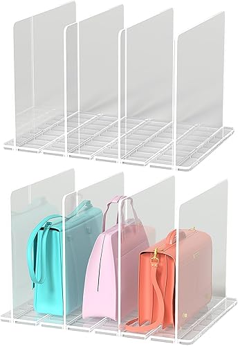 Organizador de bolso para armario, divisor de estante ajustable para armario, organizadores de monederos transparentes para armario, estantería,