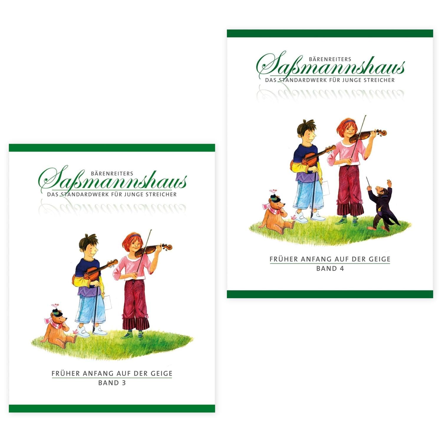 Früher Anfang auf der Geige Band 3 + 4 | Eine Violinschule für Kinder | Saßmannshaus | BA09673 + BA09674 | Bärenreiter Verlag | ISMN 9790006536474 + 9790006536481 | Soundman Kolophonium