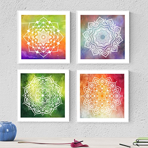 Nacnic Pack de láminas para enmarcar TENACIDAD. Posters Cuadrados con imágenes de Mandalas. Decoración de hogar. Láminas para enmarcar. Papel 250 Gramos