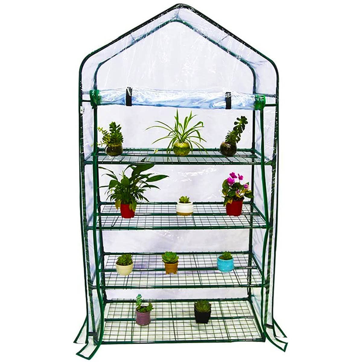 Szklarnia 4-poziomowa mini szklarnia 68,5 x 48,3 x 154,9 cm przenośna zieleń domowa, trwała, wodoodporna, ochrona przed zimnem mrozem, z zamkiem błyskawicznym pokrywą PCV, do wewnątrz i na zewnątrz