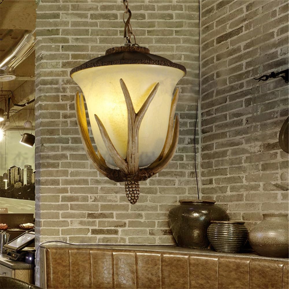 SXECAEPS Modern creative chandelier American Retro Personality Creative Living Room Restaurant Bedroom Clothing Store Cafe Bar Log Cabin Pendant Light (E D30CM)