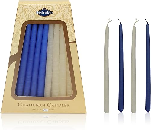 Miniatura 29 de Majestic Giftware Velas de Hanukkah CP11 45 velas de Janucá hechas a mano sin goteo para las 8 noches de Hanukkah Cera de alta calidad