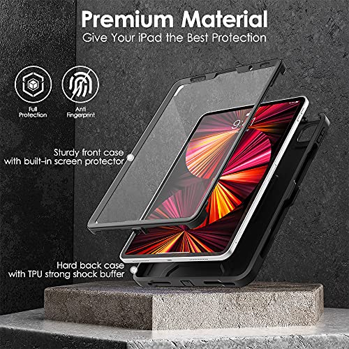 DTTO for iPad Pro 11 inch Case 2022(4th Gen)/2021(3rd Gen), [Screen Protector] Dual Layer Full Body Protection Cover with Pencil Holder, Also Fit iPad Pro 11'' 2020&2018/iPad Air 5/Air 4 - Black by DTTO - Used condition - Image 6