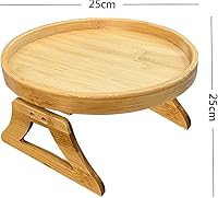 Vista 4 de Mesa de clip para el brazo del sofá, mesa multifunción para sofá, bandeja de sofá de bambú con clip en la mesa auxiliar para sofás anchos, bandeja