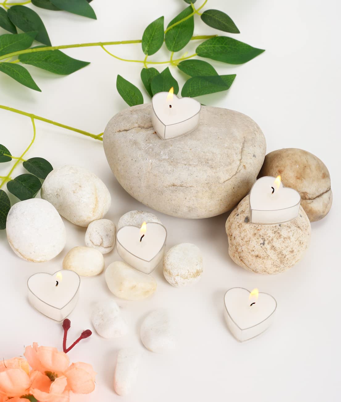 PROSPERRO LUMO by Parkash Candles Scented Heart Shaped Tealights for Home Decor | Set of 10 (White - Jasmine), SCENTED WAX Tealight