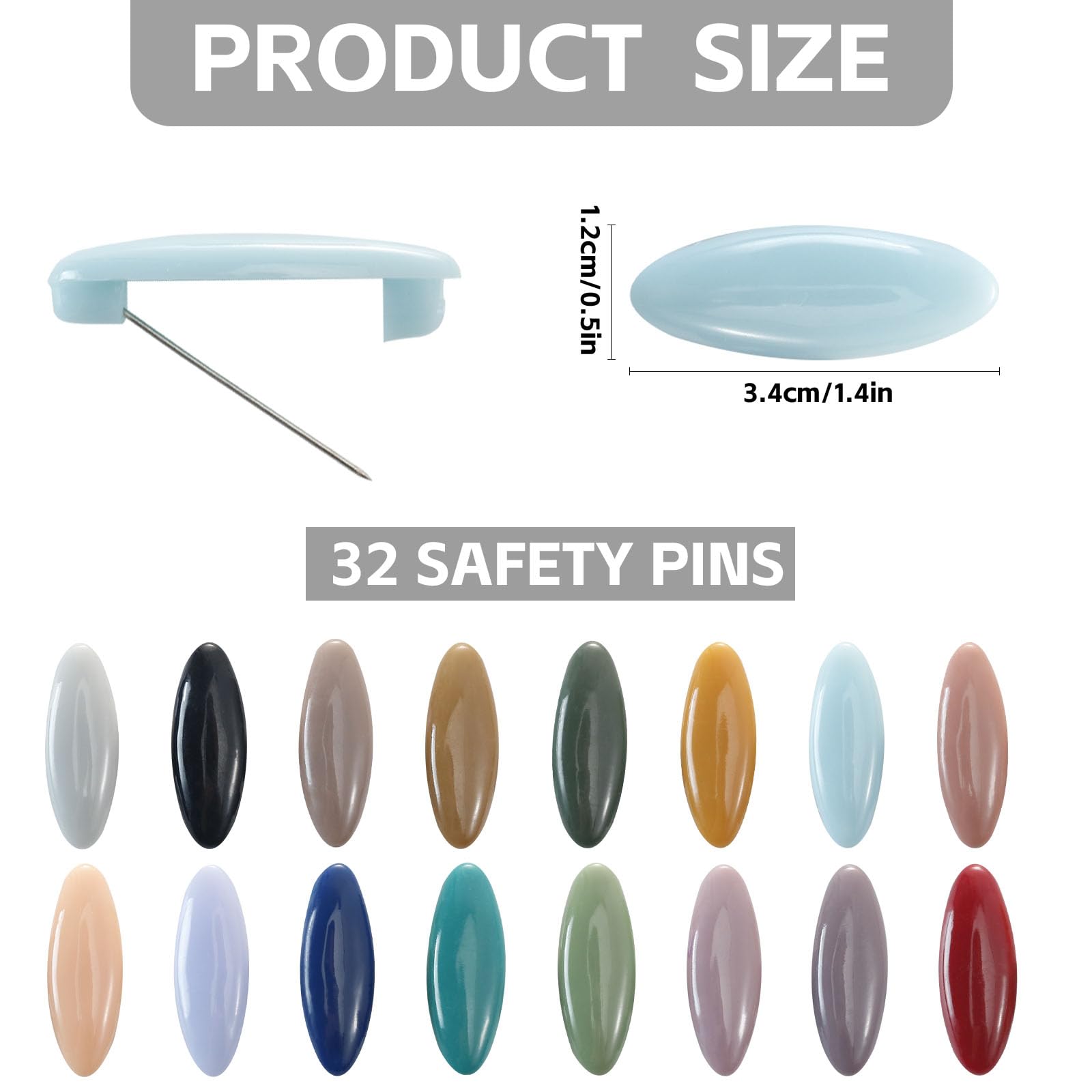 Lot De 16 épingles à Nourrice Et Clips Colorés Pour Hijab Avec Boîte Tendance En Plastique Pour Femmes Et Filles Musulmanes (noir Gris, Orange Mélangé