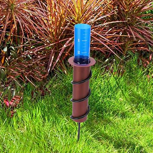 Copper Rain Gauge, Floating Rain Ground Mounted Plastic Cylinder Rain Water Measurement Tube with Scale (Straight Insert)