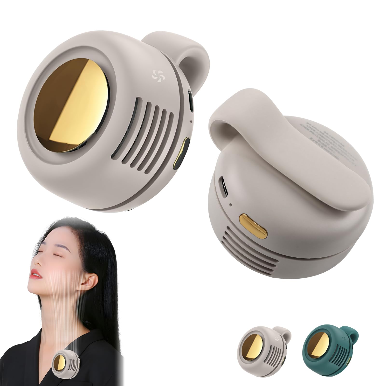 Portable Silent Mini Bladeless Electric Fan, 3 Speeds Hands-Free Mini Bladeless Fan Clip On, Small Whirlwind Waist Clip On...