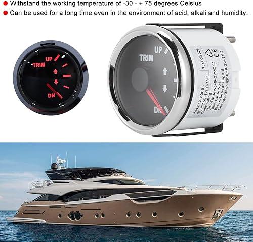 Miniatura 3 de Indicador de inclinación de ajuste de señal de 2.047 in de 0-190 ohmios con retroiluminación roja para motores, barcos y vehículos modificados