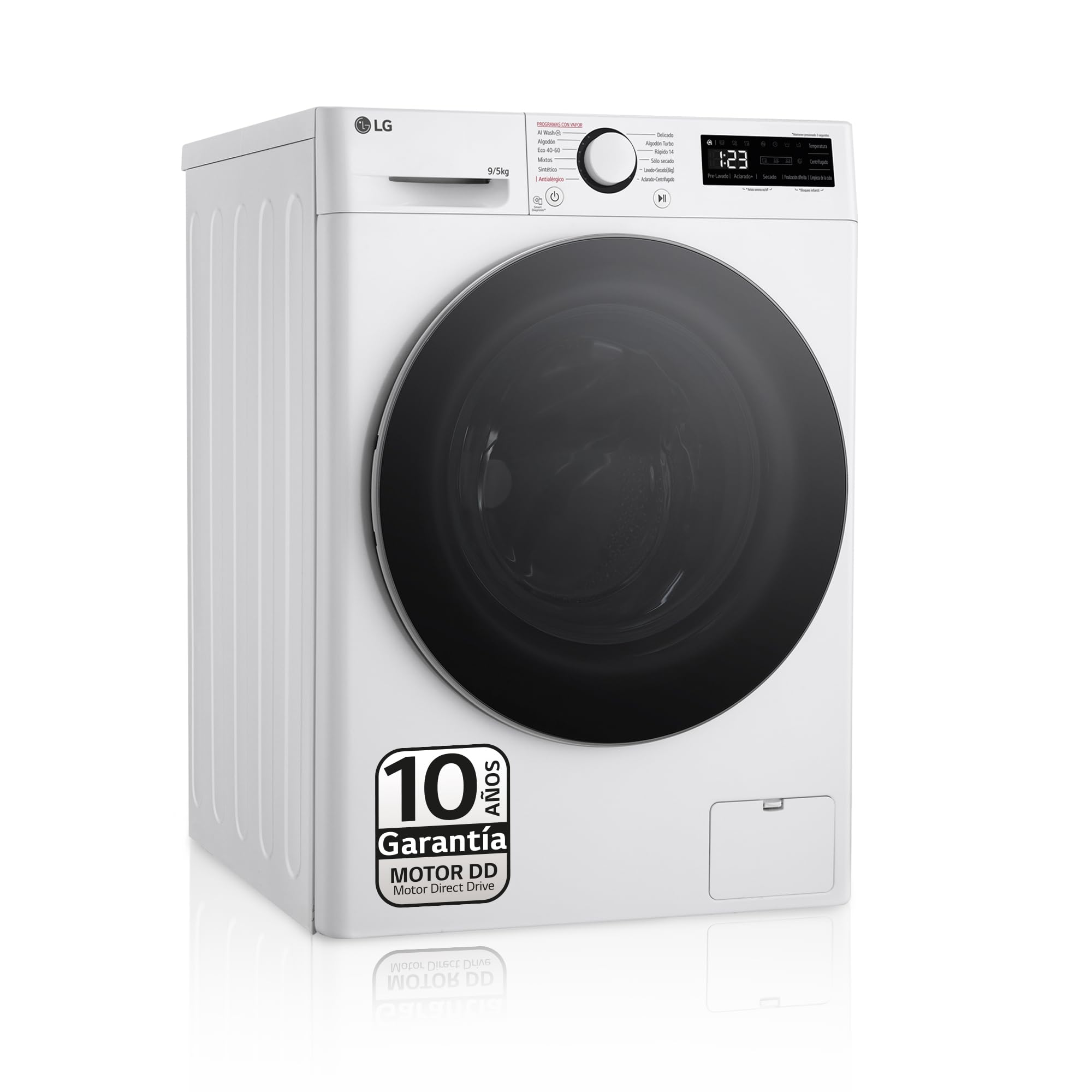 LG F2DR5S09A1W - Lavadora Secadora Inteligente, 9/5kg, AI Direct Drive, 1400rpm, Carga Frontal, TurboWash 360º, Vapor Steam, Serie 500, Blanco