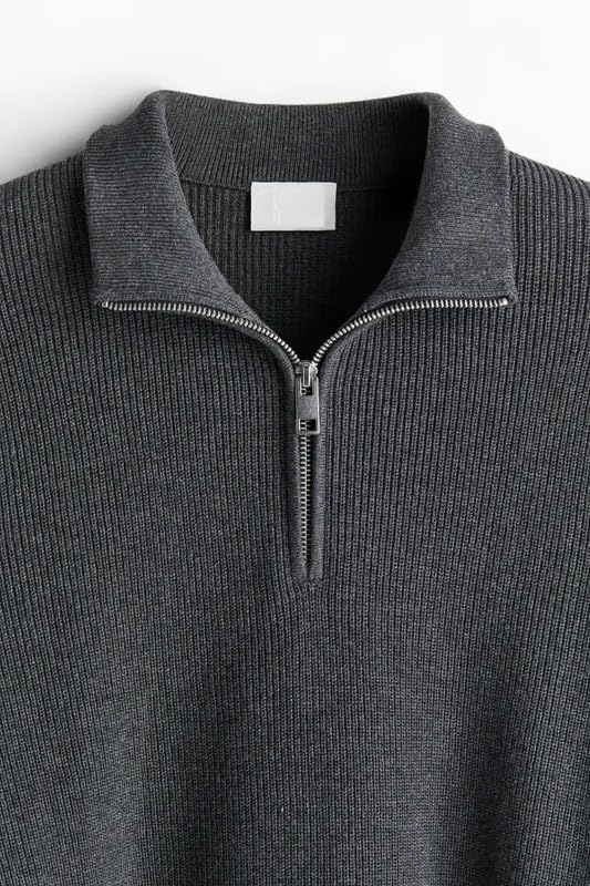 Image of Solid Half Zipper Long Sleeve Winter Wear Pull On Sweatshirt for Mens