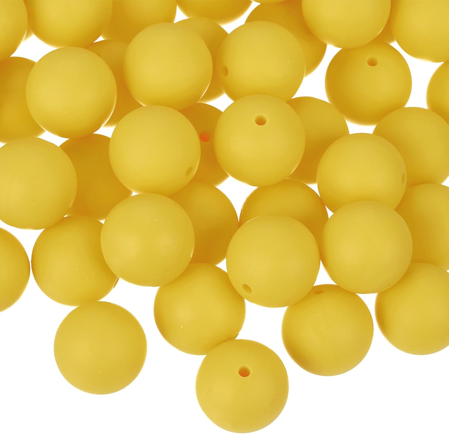 uxcell 50Pcs 19mm Silicone Beads, Round Loose Rubber Bead Bulk Focal Beads for DIY Keychain Pens Bracelets Jewelry Making (Dark Yellow)