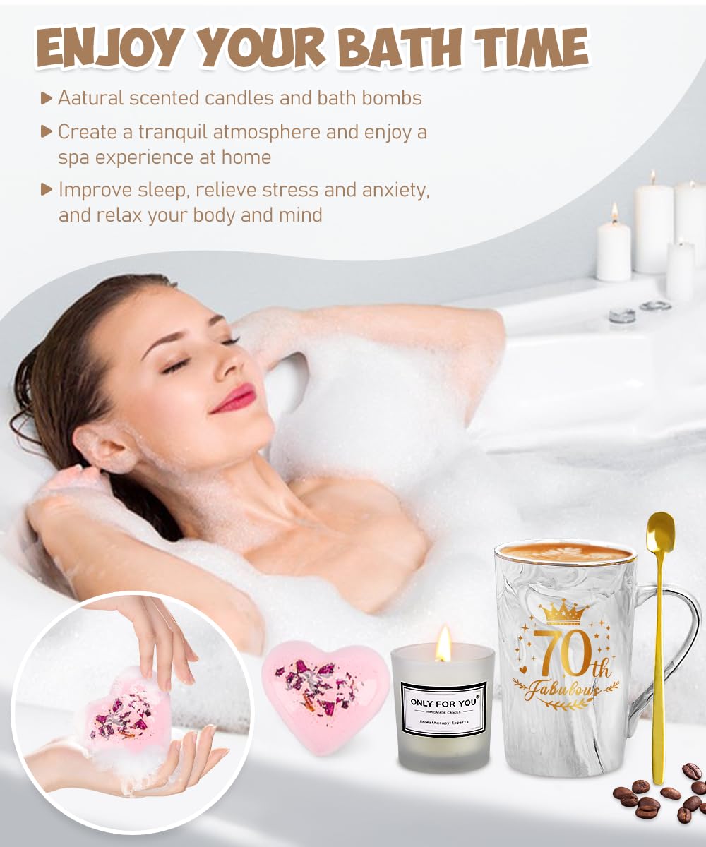 Set Regalo Donna 70 Anni, Idee Regalo Compleanno per Donna, Tazzine da Caffè Set, Regalos Mamma Compleanno, Regali 70 Anni per Moglie, Mamma, Amica, Nonna
