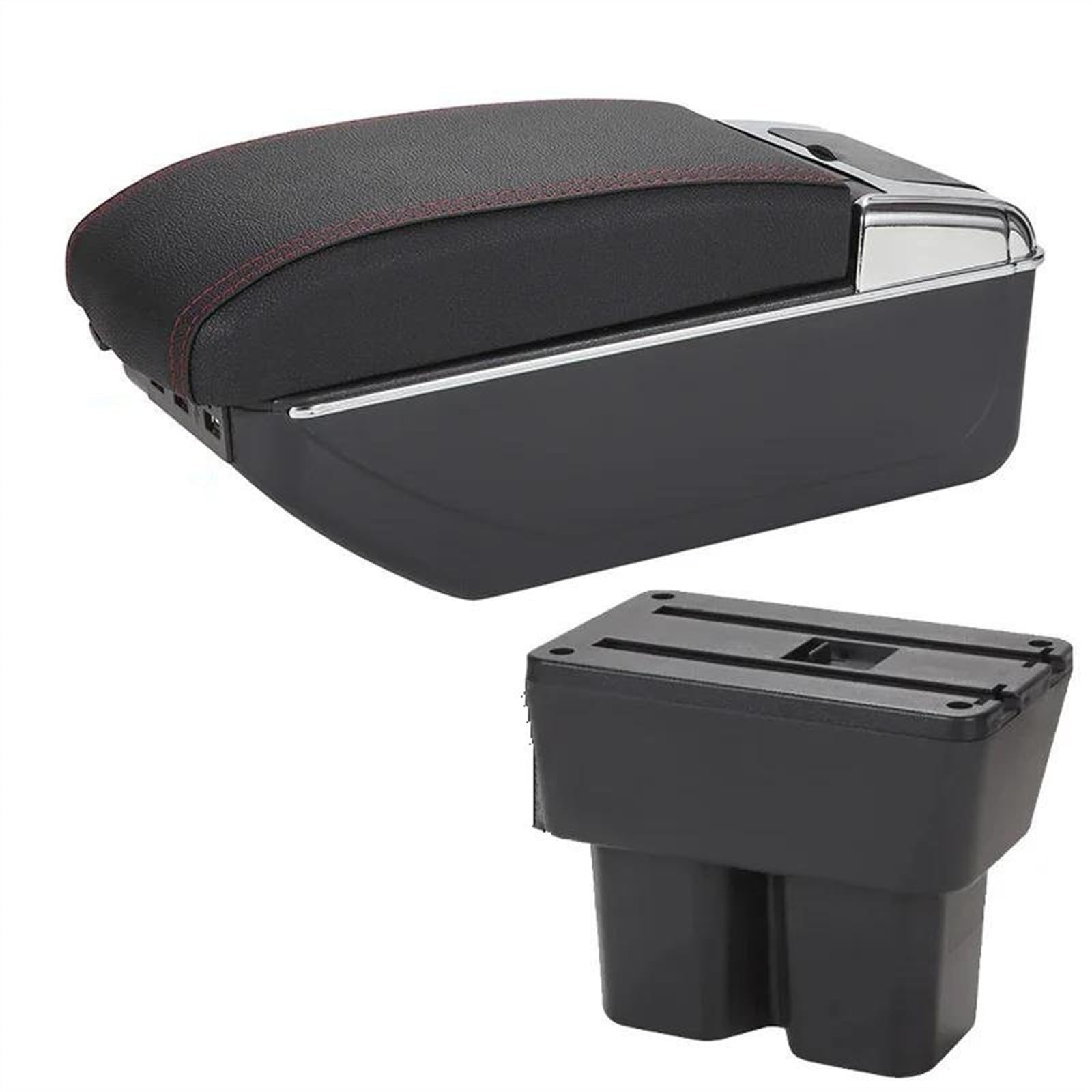 NOHEEU Car Accessories Armrest Box 2018-2024 Retrofit Parts Storage Interior Details For Jimny JB74(B1 Black red 7USB)