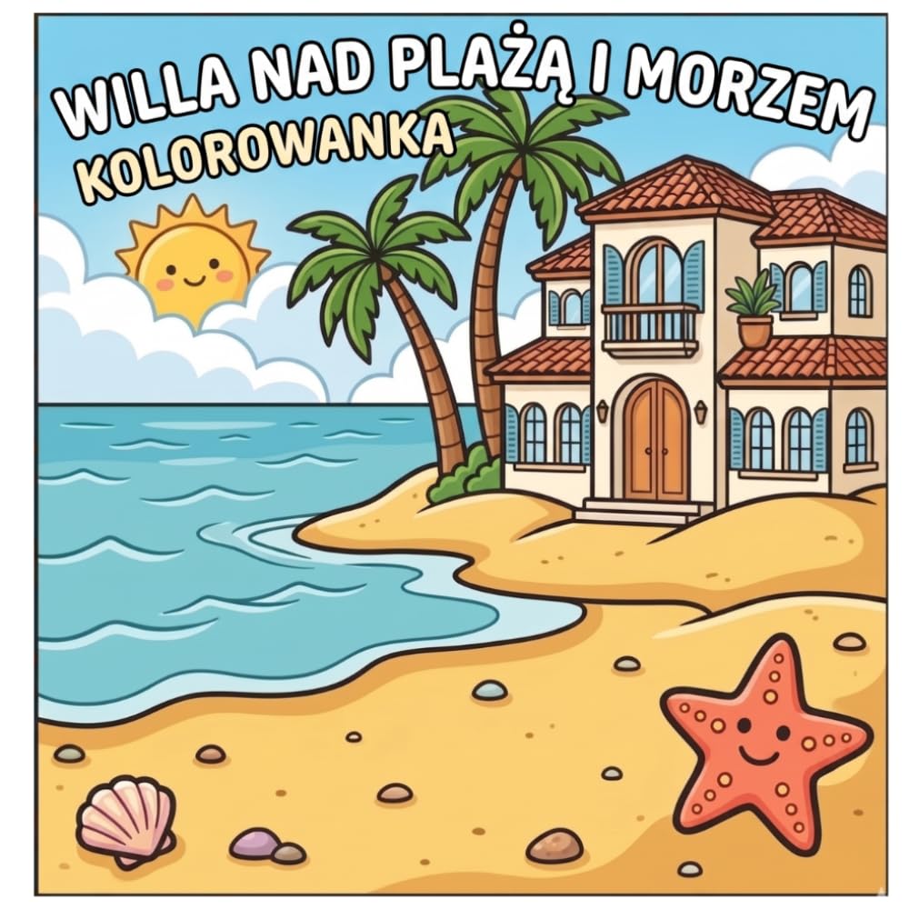 Willa nad Plażą i Morzem Kolorowanka: Malowanka dla dzieci o tematyce wakacyjnej | Duże rysunki zwierząt morskich, plaży i oceanu dla chłopców i ... 3-8 lat | Kreatywny prezent na lato i wakacje