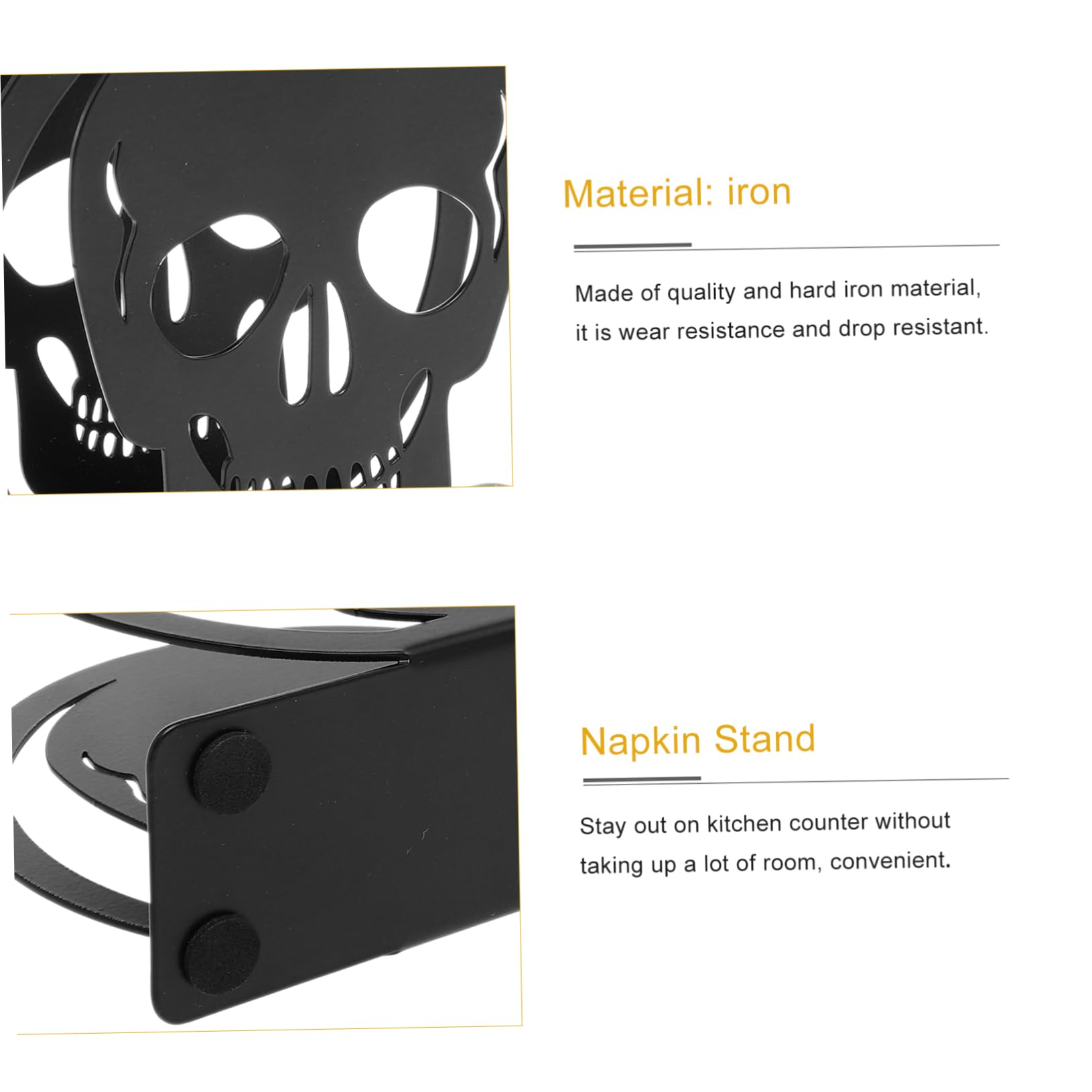 4 Piezas Estante De Almacenamiento De Tejido Decoración De La Alternativa Dispensador De Pañuelos De Cráneo Servilleteros Para Mesas Estante De Tejido Planchar Black TOPBATHY