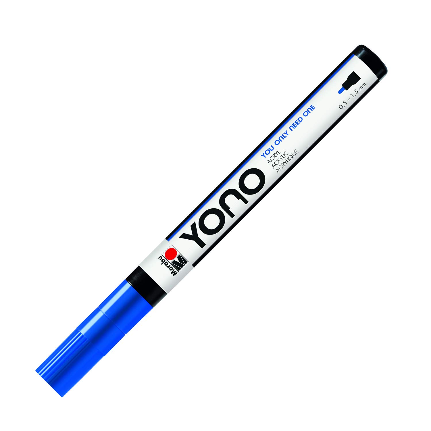 Marabu 12400101053 YONO Marker, Dark Blue 053, Versatile Acrylic Pen with fine Japanese Round tip, 0.5-1.5 mm, Water-Based, Light-Fast and Waterproof, for Almost All Surfaces, 0,5-1,5 mm