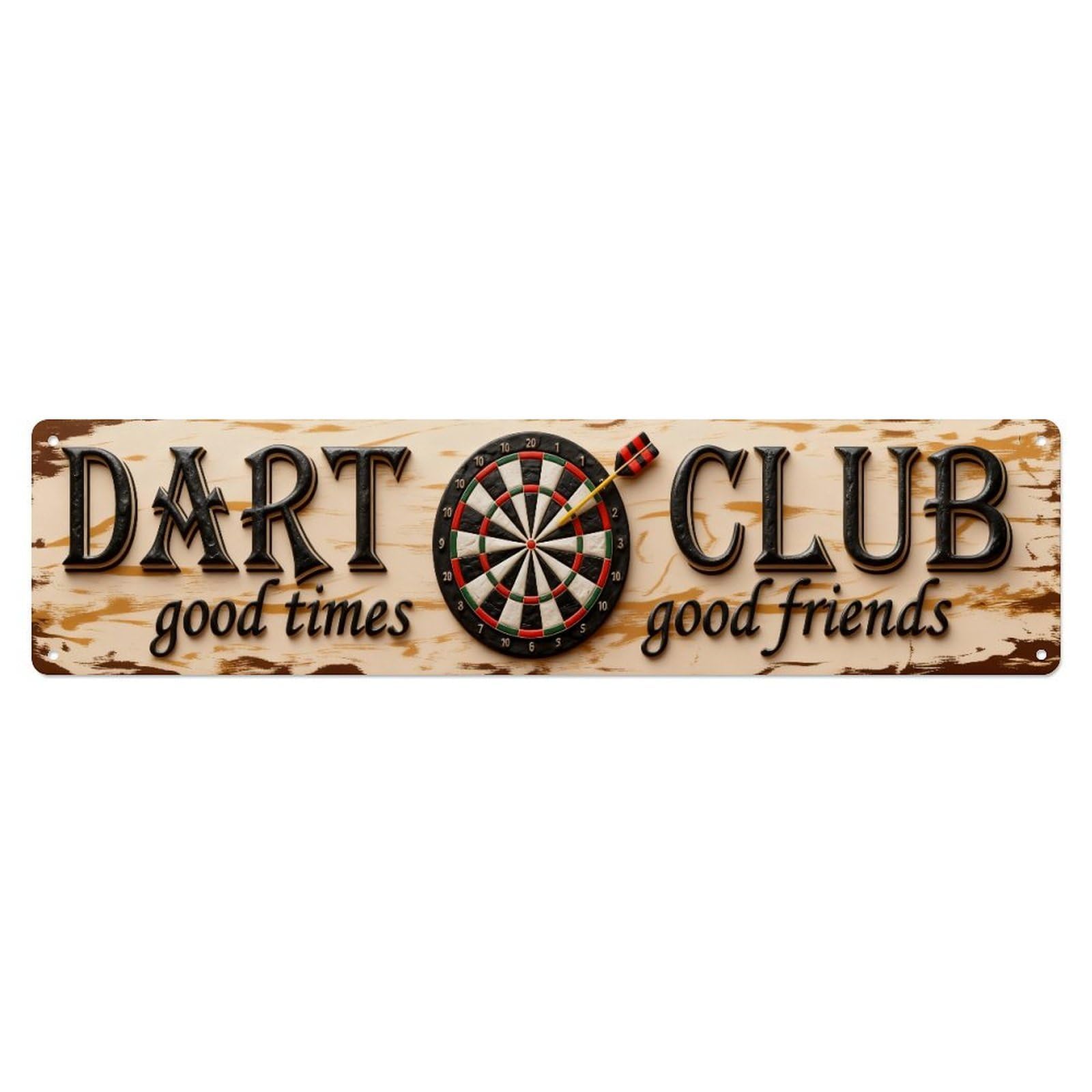Dart Club Sign With Dartboard And Text Metal Tin Sign Plaque