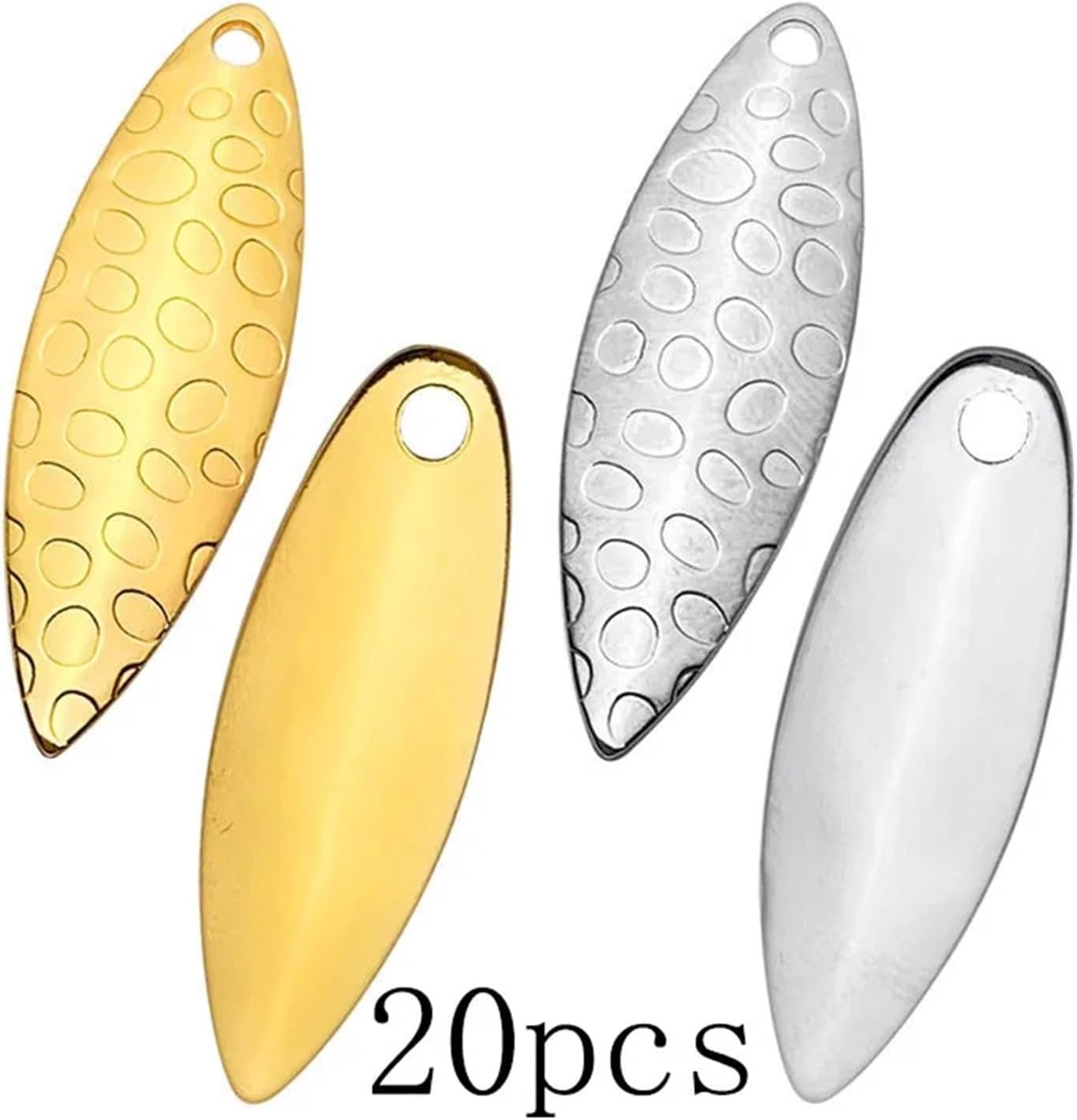 20pcs Willow Leaf Lua Sequin Noise Sheet Spincast Fishing Blades for Spinner Bait Boat Plating Steel Fishing Lure Luya Noise (Size : Size 8x25mm)