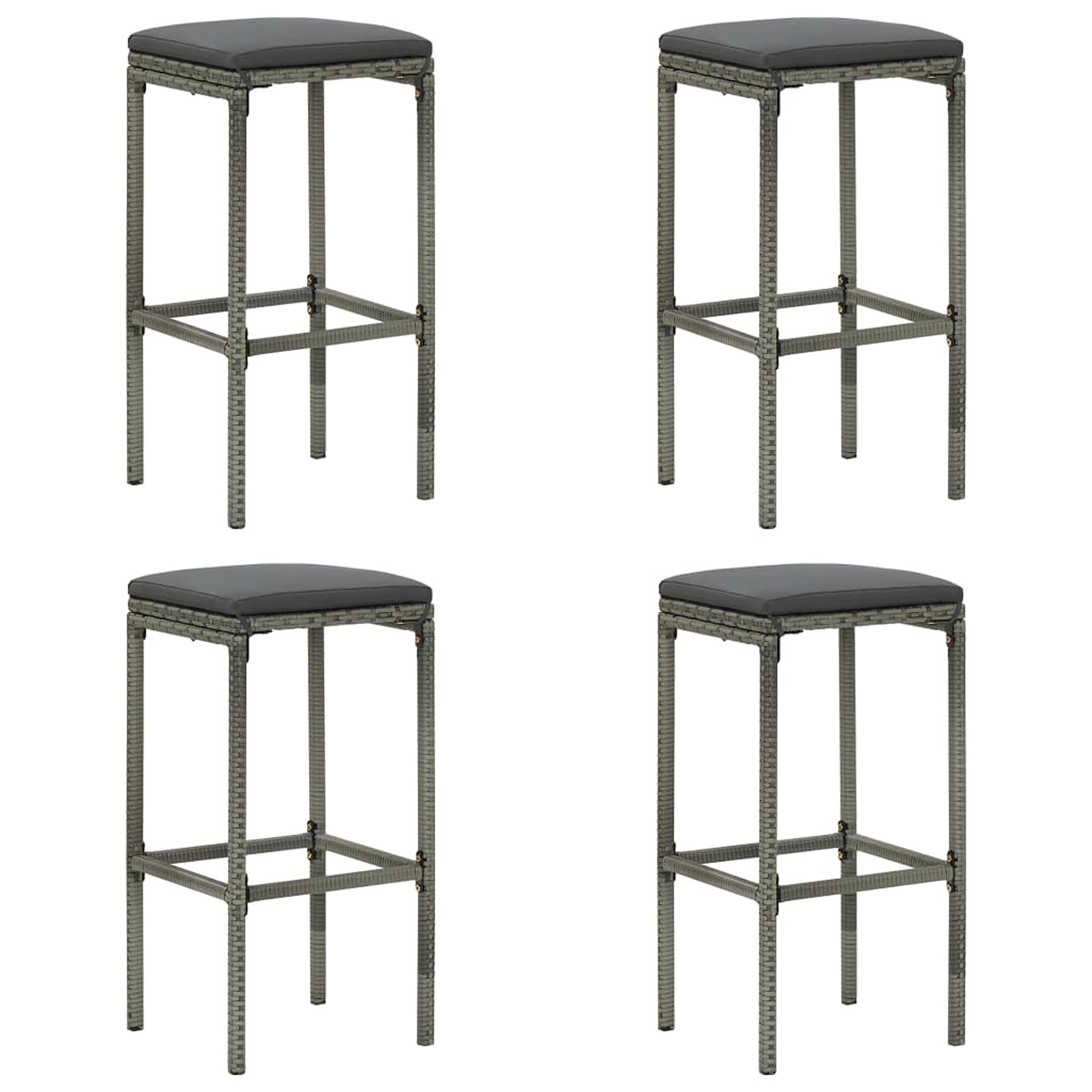 Ensemble de Bar Ensemble de Bar de Jardin Salon de Jardin Exterieur Salon Jardin Ensemble de Bar de Jardin 5 pcs et Coussins Résine tressée Gris Co