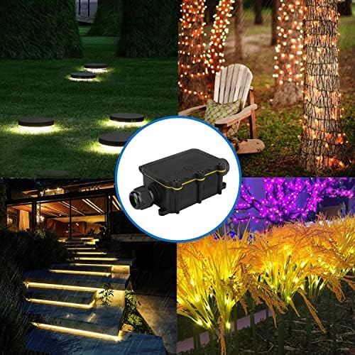IP68 Waterproof Junction Box, Zevnico Outdoor Electrical Junction Boxes, 2 Way Outdoor Cable Connector, Waterproof Connectors for Outside Cables, Cable Diameter Ø 3mm -12mm, Plastic Flip (Black 1 Pcs)
