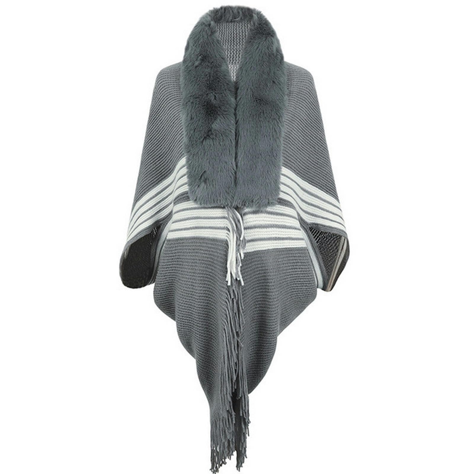 MdybF Poncho Donna Sigate Invernali Autunnali Maglioni Poncho A Maglia Maglieria Maglione A V-Collo Irregolareponcho