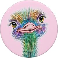 Vista 3 de Ostrich Bird Ostriches Emus Avestruz Ave on Pink - PopSockets Grip and Stand for Phones and Tablets