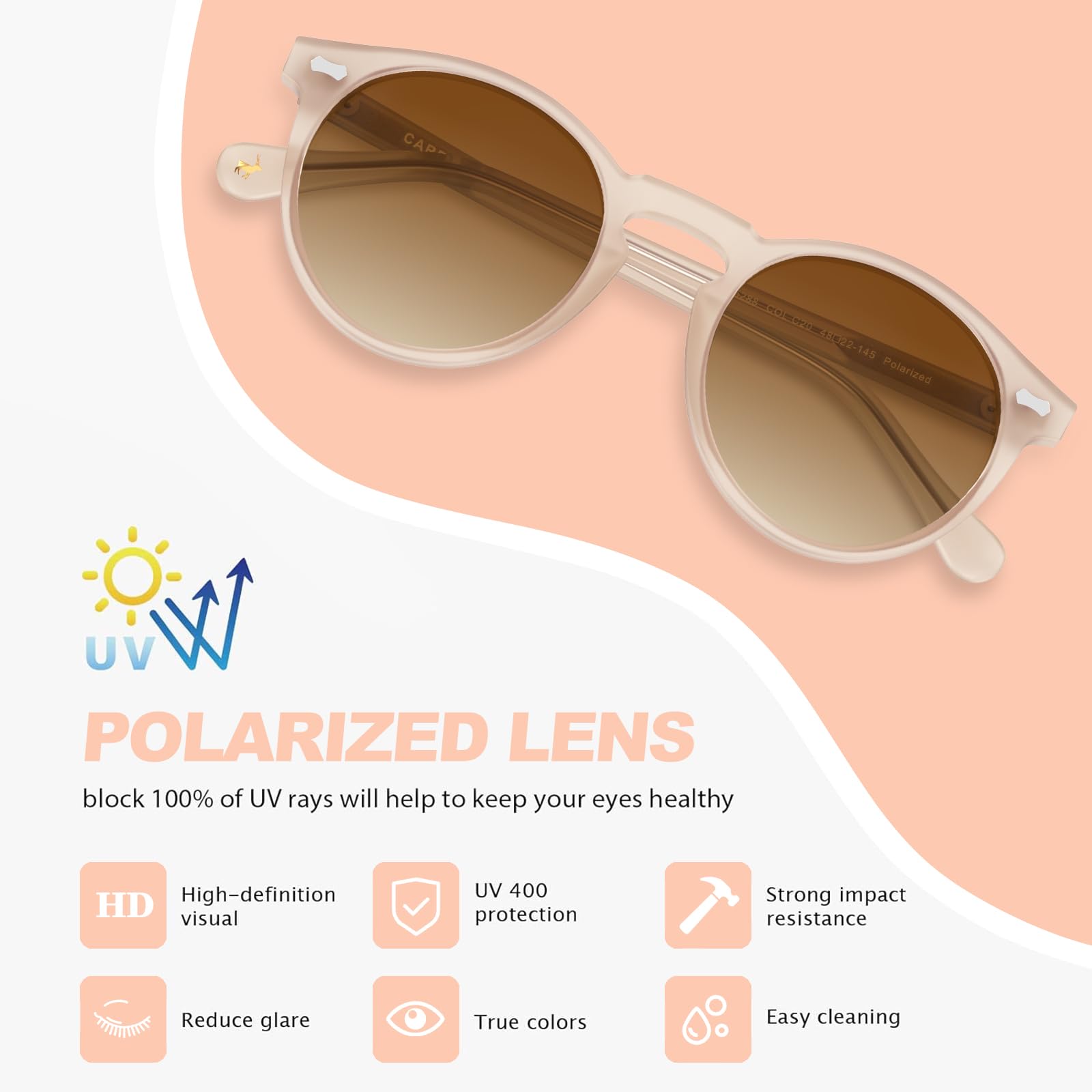 Carfia Retro Rotondi Occhiali da Sole da Donna Polarizzati UV400 Protezione