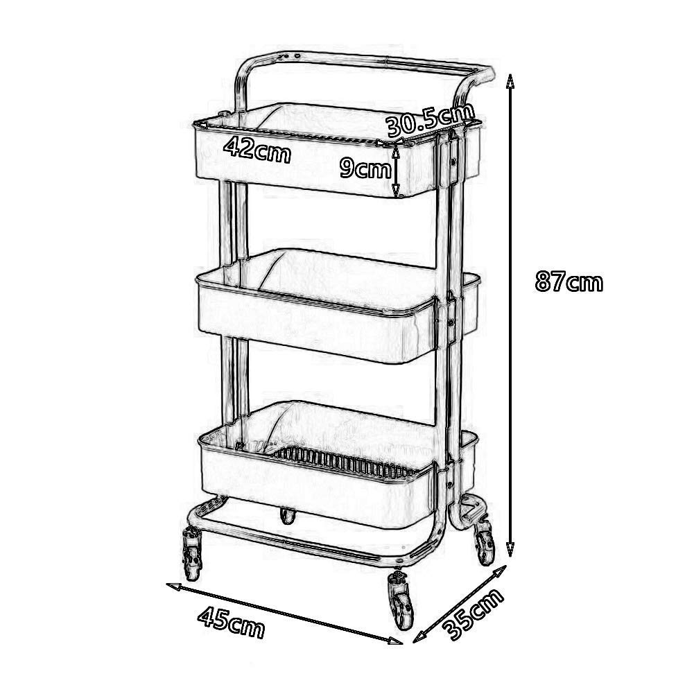 Carrelli Mobili, Casalinghi Serving Cart Altezza Regolabile Bagagli a Mano Camion, Carrello per il Salone Di Bellezza Camera/Cachi/45 * 35 * 87Cm