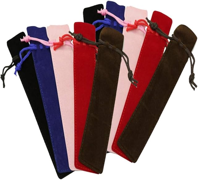 NUOBESTY Velvet Pen Pouch Sleeve Holder Single Pen Bag Case Pencil Bag Protective Pen Gift Bags 20pcs (Black Red Coffee Blue Pink)