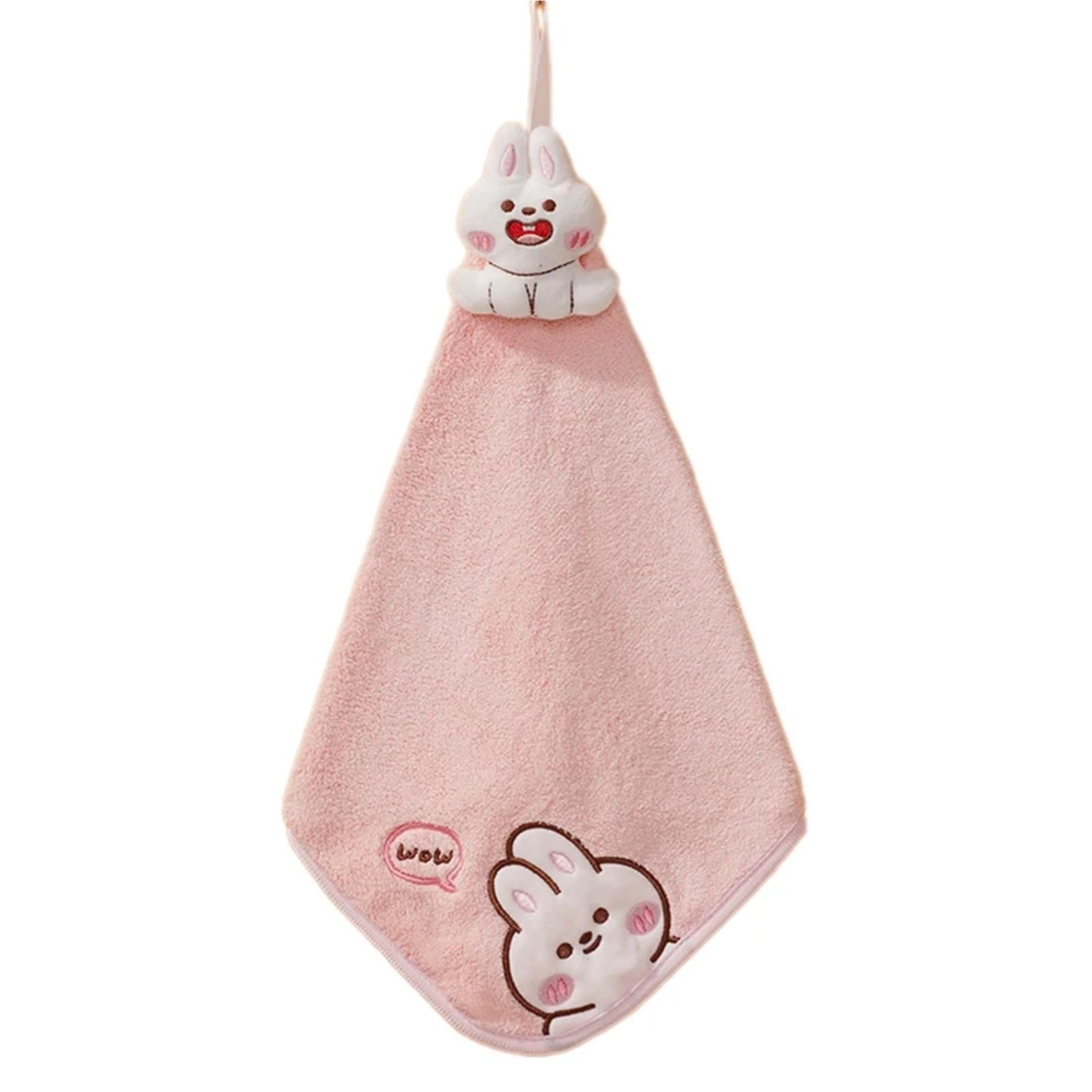 WSQHAO 3Pcs Animal Patterns Hand Towels Soft Absorbent Fast Drying For Kitchens And Bathrooms for Hand(Pink)