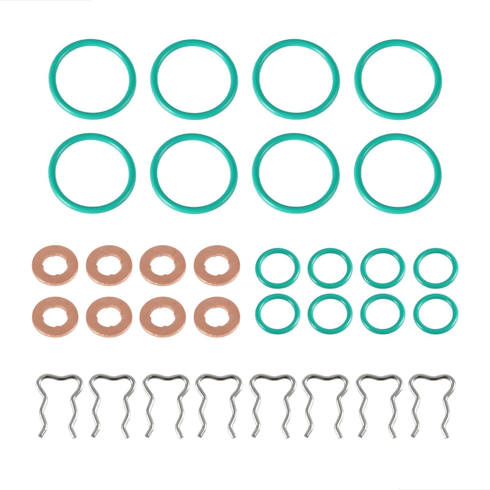 HIMARKLIF Fuel Injector O-Ring (with Gaskets and Diesel Return Line Injector Clips) Compatible with Chevrolet Express 2500 3500 / GMC Savana 6.6L 04-