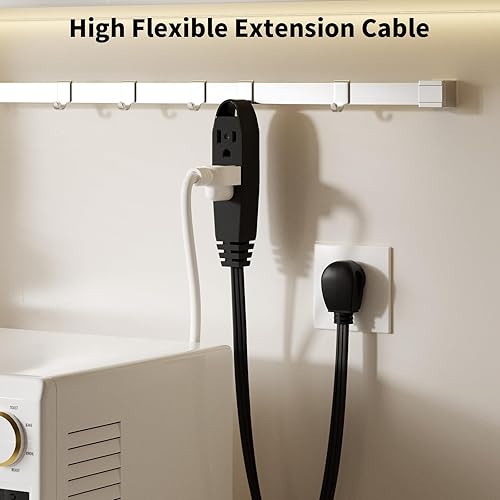 Miniatura 5 de K KASONIC - Cable de extensión de 3 salidas de 25 pies, 1 paquete, toma múltiple con conexión a tierra de triple cable, certificación UL 16/3 SPT-3,