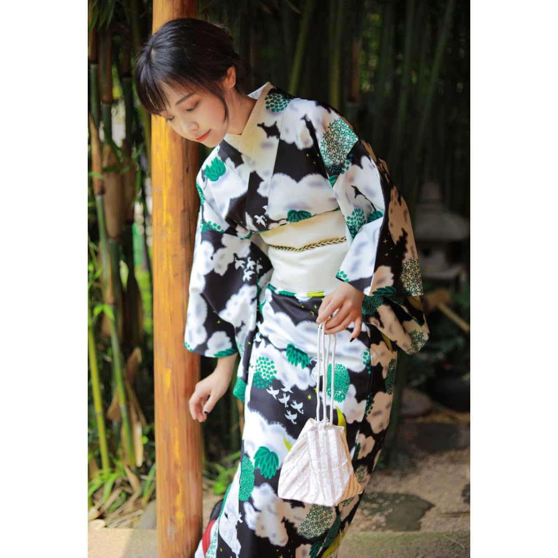 Damskie tradycyjne kimono haftowane Pretta Showa Retro Kimono, kwiaty, Kimono, długi, wiosenny zestaw 9 szt