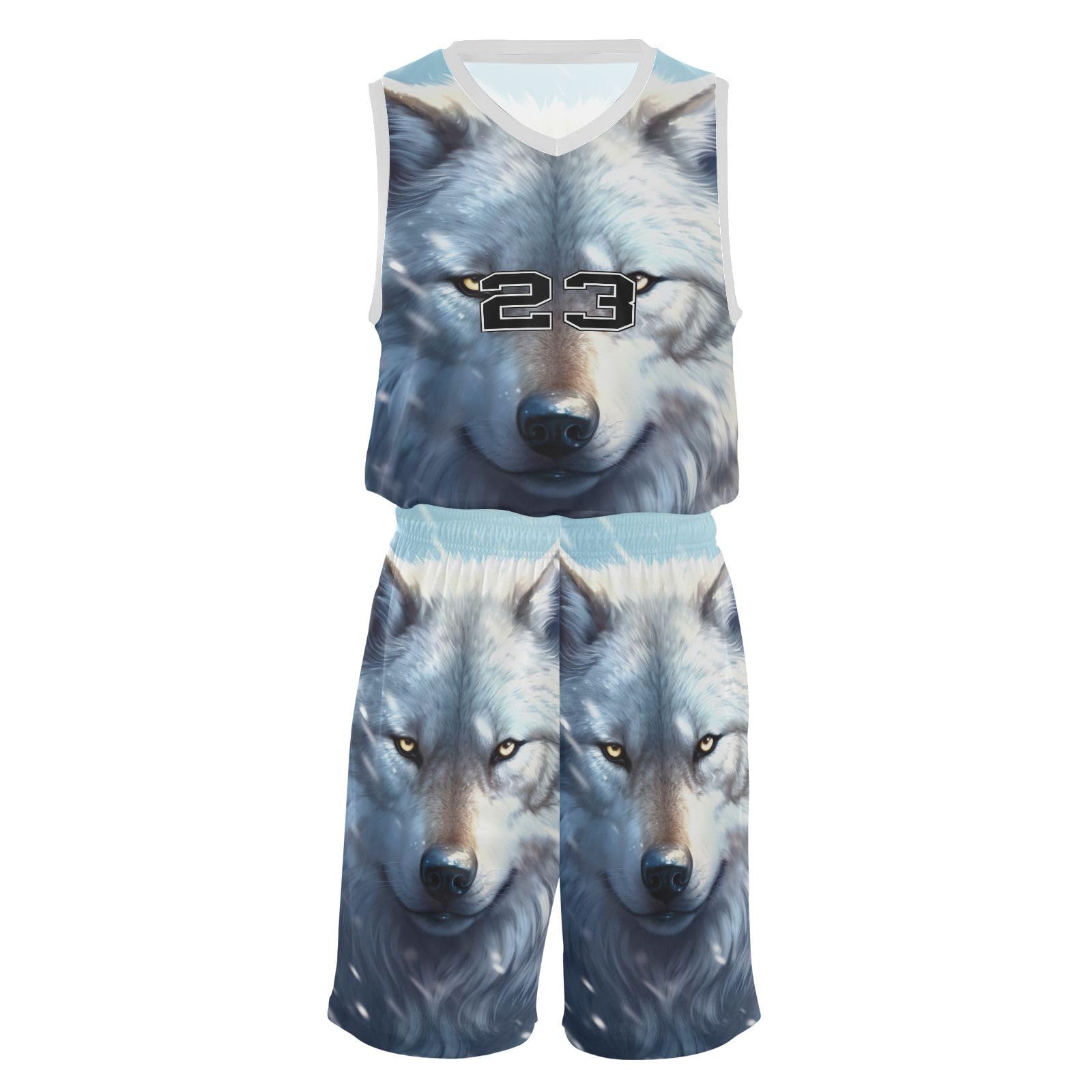 FLildon Winter Wolf Boys Basketball Jersey Set Tank Top Shorts Tracksuit Sport Training Suit for Kids