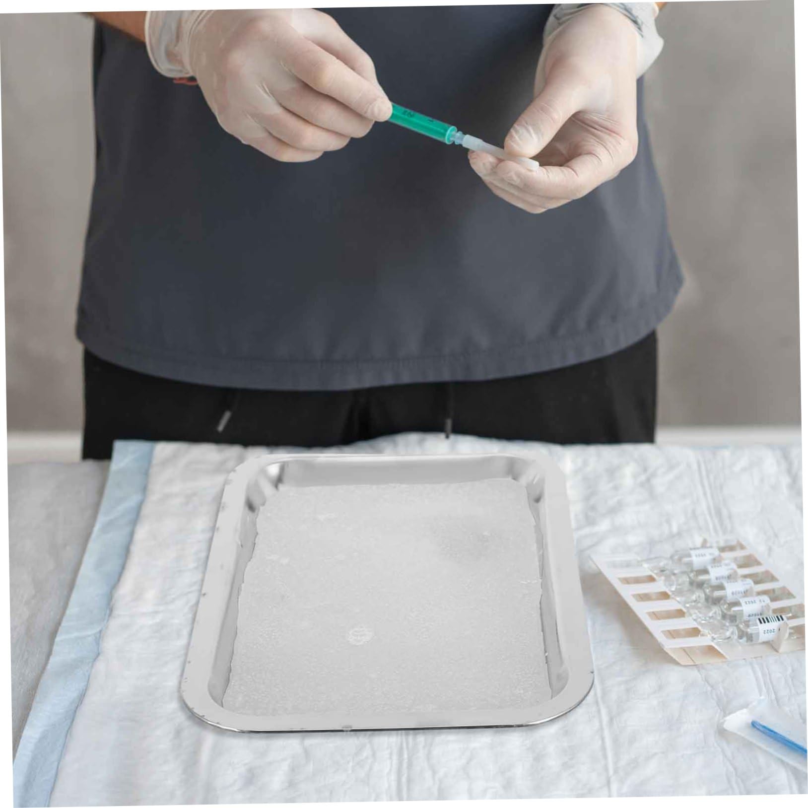 ULTECHNOVO Plateau de Laboratoire Facile à Nettoyer en Acier Inoxydable 19x26 Cm, Plateau de Dissection Réutilisable Pratique pour Usage Professionnel et Laboratoire de Biologie