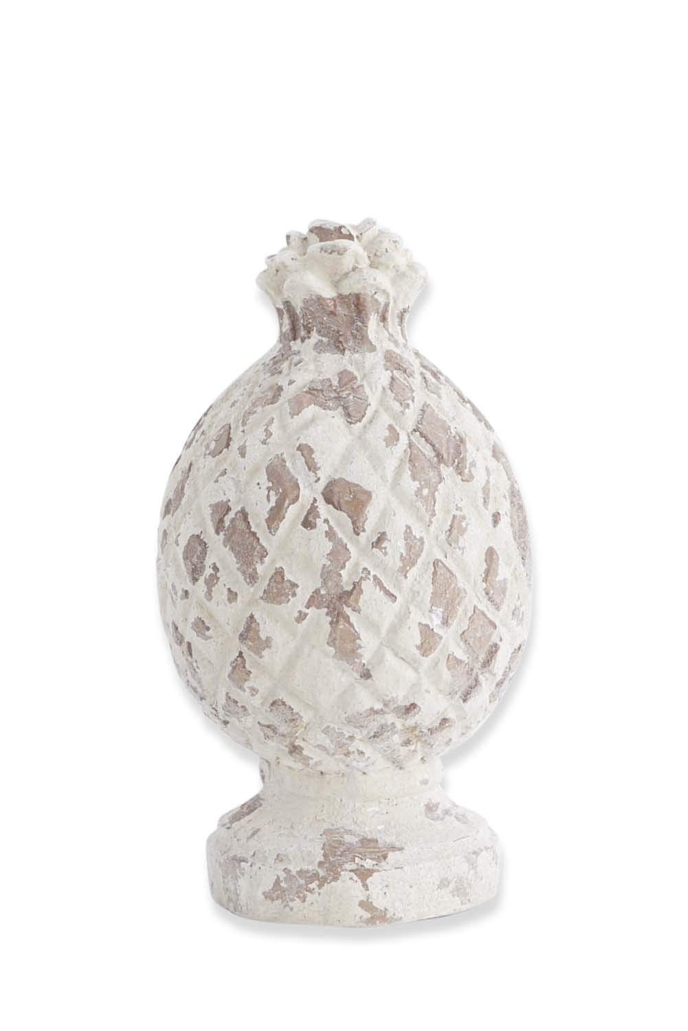 K&K Interiors Finition Ananas en céramique Blanc Vieilli 40,6 cm