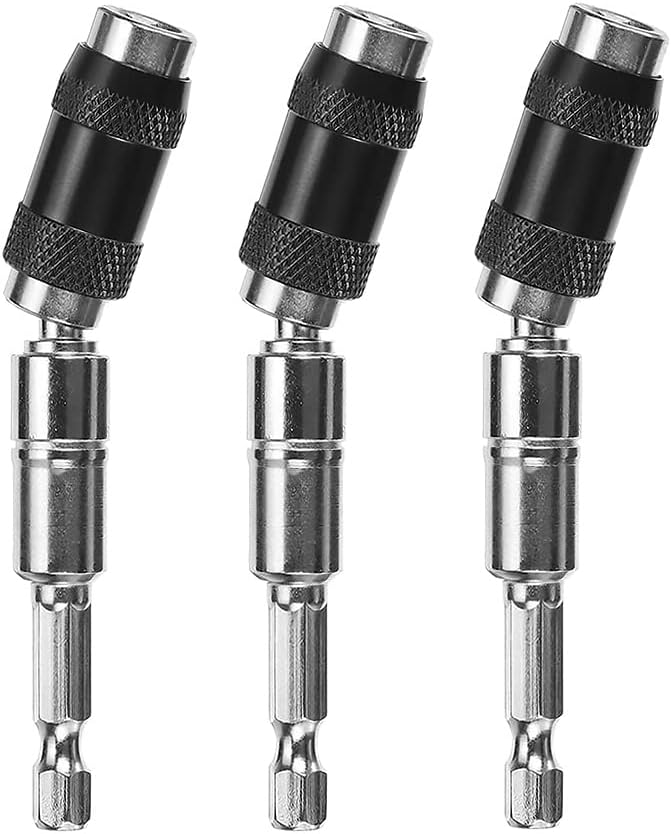 3Pcs Pivoting Bit Tip Holder High Carbon Steel 1/4inch Hex Shank Pivot Screwdriver Bit Holder Magnetic Screw Holder Extender Bendable in 20° for Tight Spaces/Corners